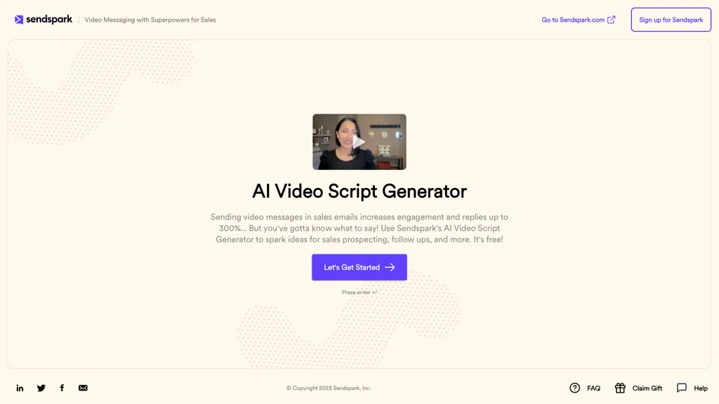 Video script generator screenshot
