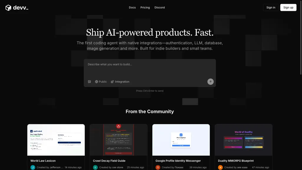 Devv screenshot