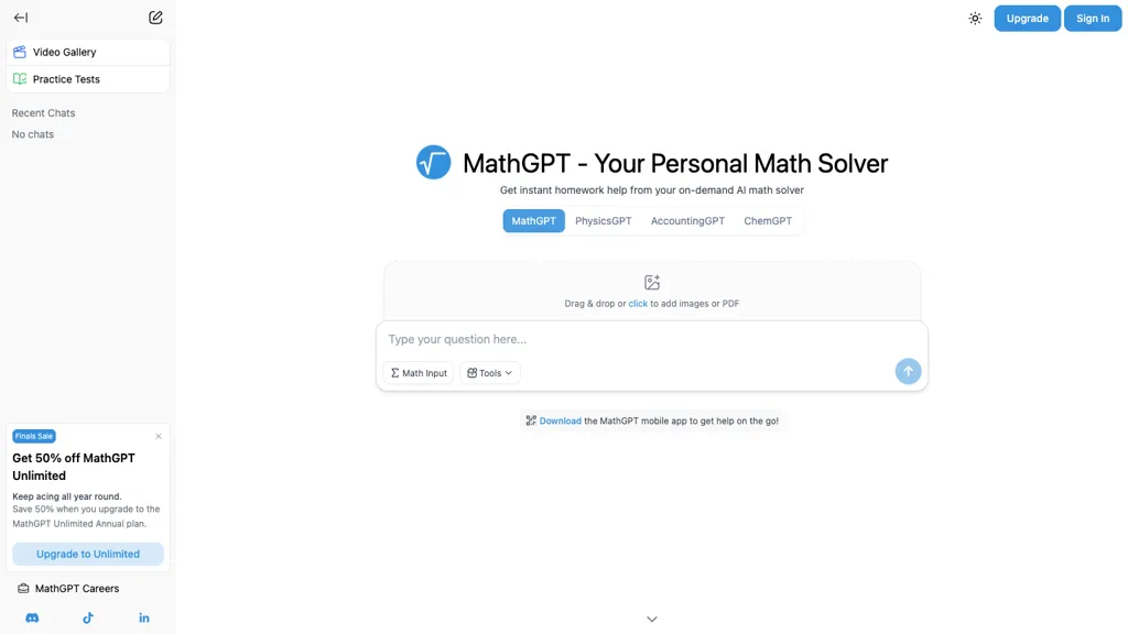 MathGPT screenshot