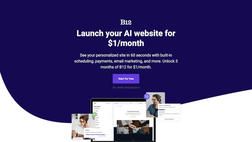 B12 website builder screenshot