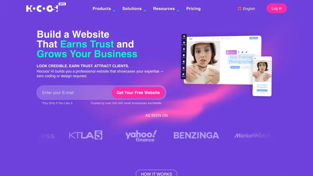 Hocoos AI Website Builder screenshot