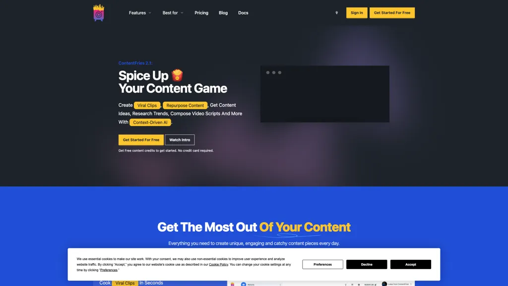 Contentfries screenshot