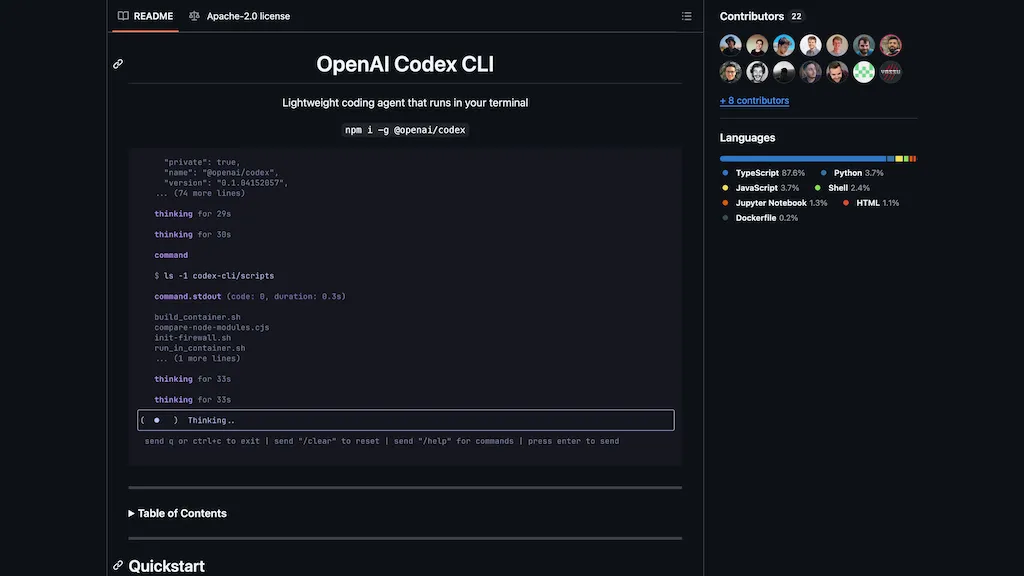 OpenAI Codex CLI screenshot