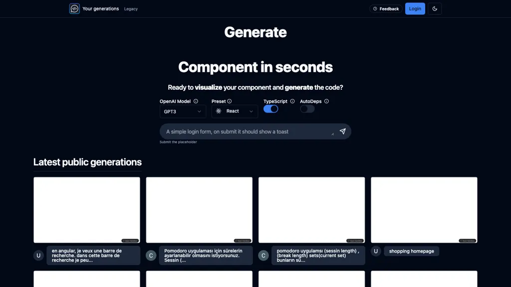 Chat2Code screenshot