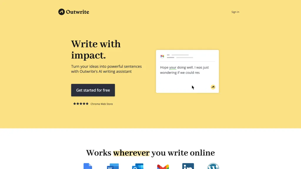 Outwrite.com screenshot