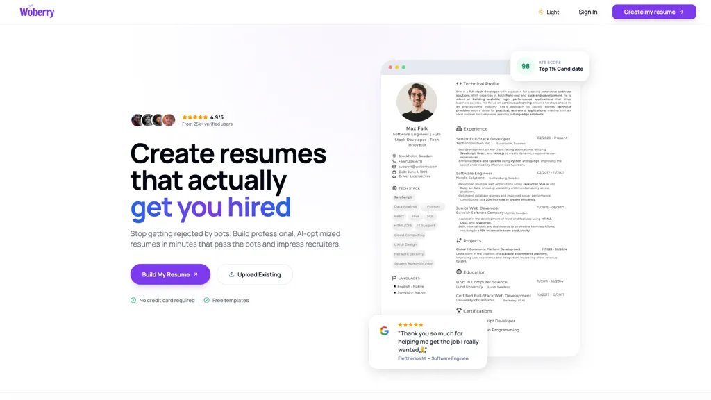 Woberry screenshot
