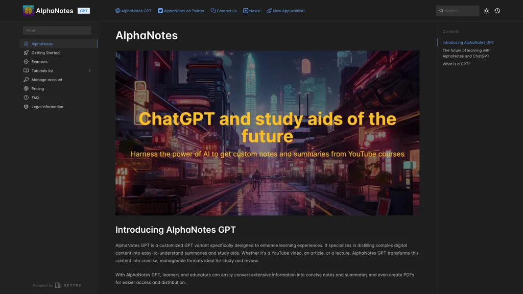 AlphaNotes screenshot