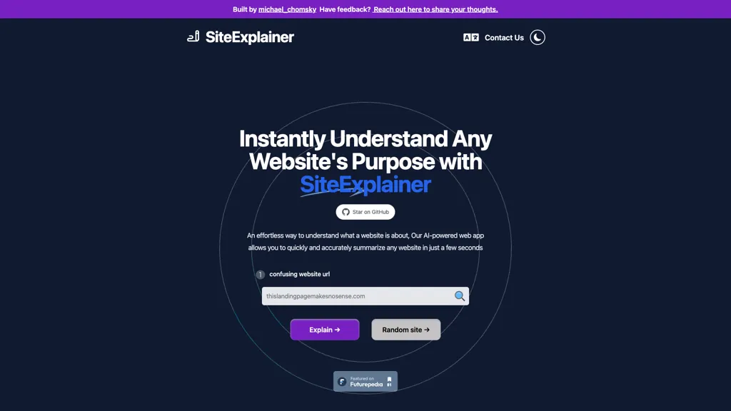 SiteExplainer screenshot