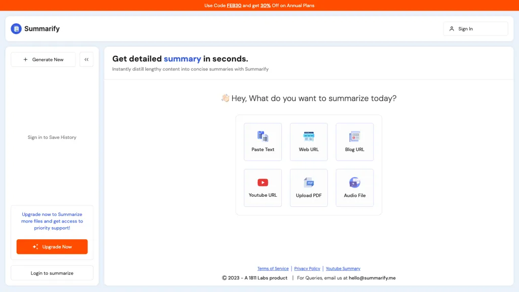 Summarify screenshot