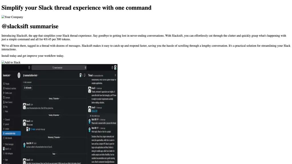 Slacksift screenshot