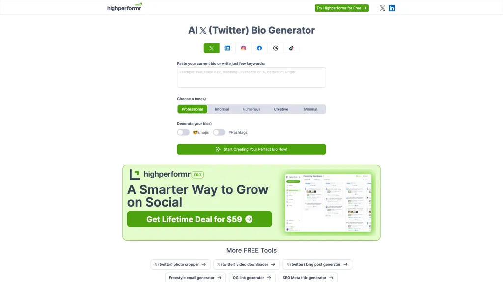 HighPerformer Social Bio