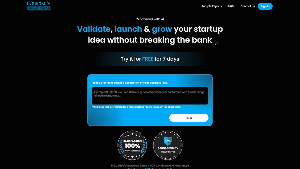 Informly Idea Validator screenshot