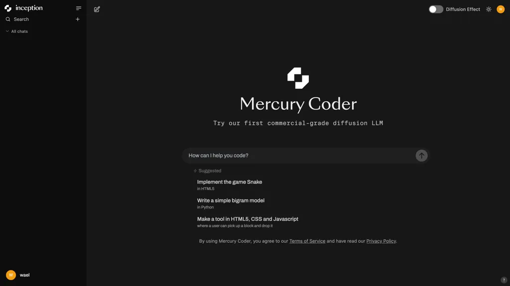 Inceptionlabs - Mercury coder screenshot