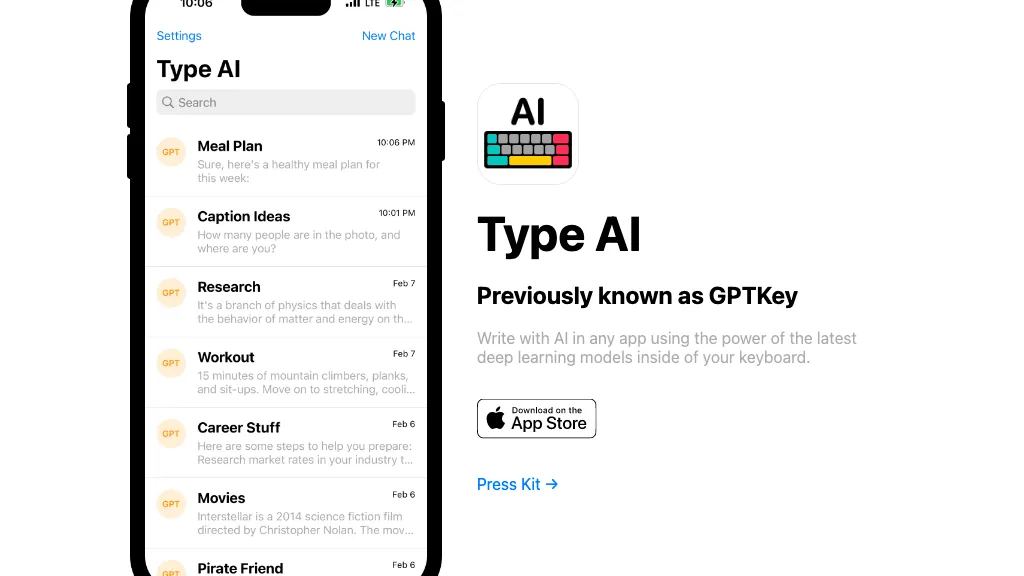 TypeAI screenshot