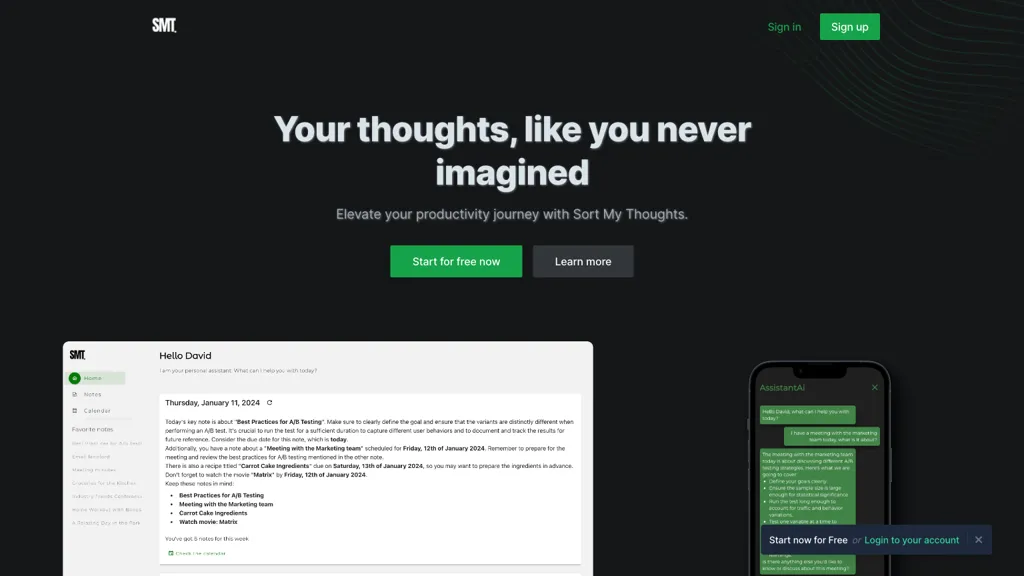 SortMyThoughts screenshot