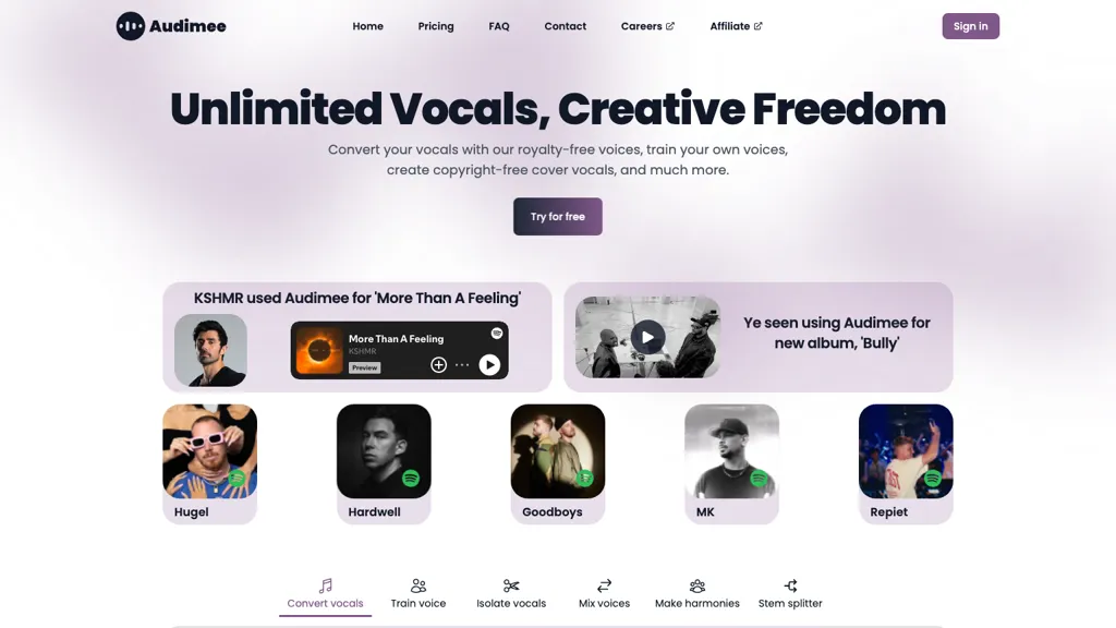 Audimee screenshot