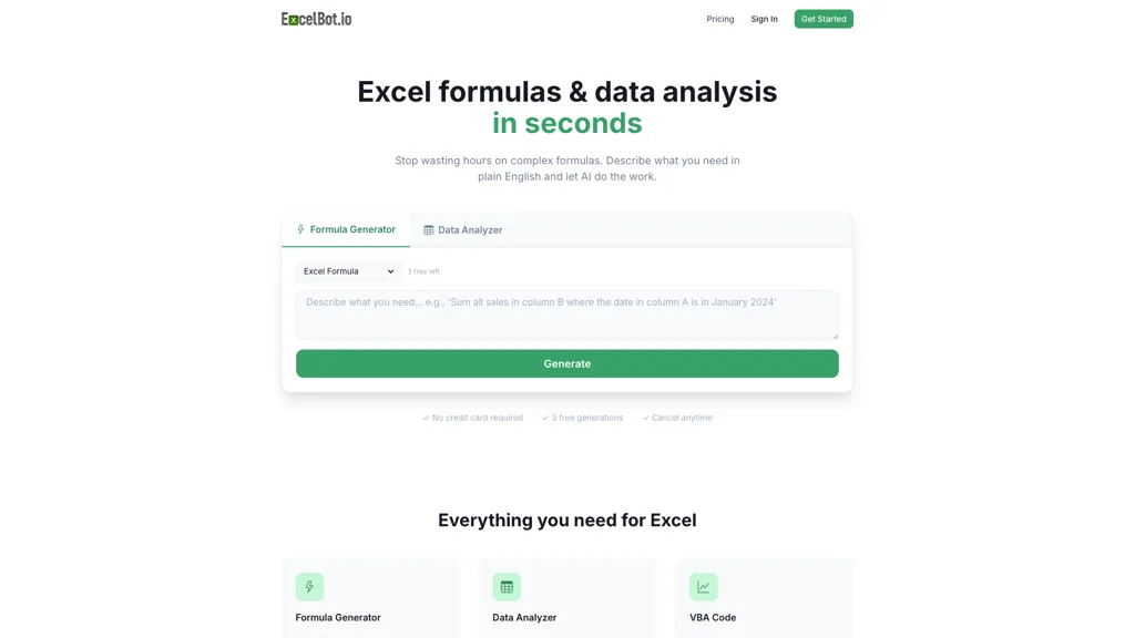 Excelbot screenshot