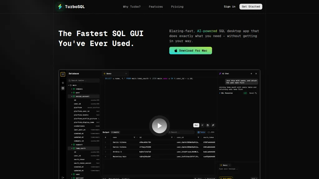 TurboSQL screenshot