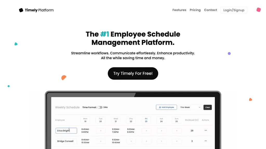Timely Platform screenshot